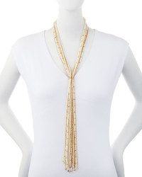 Lydell NYC Long Pearly Y Drop Tassel Necklace