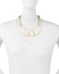 Lydell NYC Mother Of Pearl Wood Bead Bib Necklace
