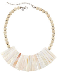 Lydell NYC Mother Of Pearl Wood Bead Bib Necklace
