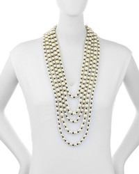 Kenneth Jay Lane Pearly Five Strand Bead Crystal Necklace