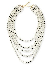 Kenneth Jay Lane Pearly Five Strand Bead Crystal Necklace