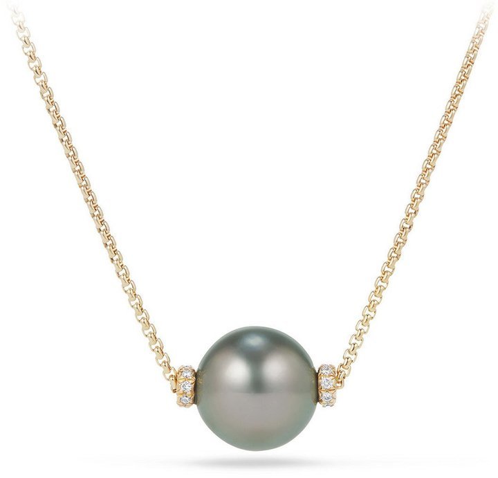 David Yurman Solari 12mm Tahitian Pearl Station Necklace With