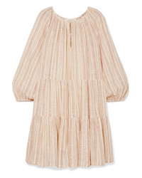 The Great The Prairie Tiered Striped Cotton Gauze Mini Dress
