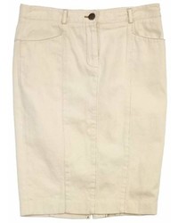 Diane von Furstenberg Beige Cotton Pencil Skirt
