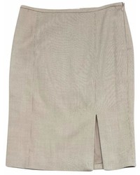 Armani Collezioni Beige Wool Pencil Skirt
