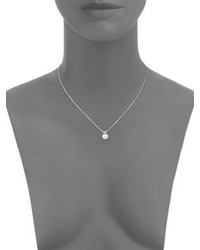 Majorica 8mm White Round Pearl Crystal Pendant Necklace