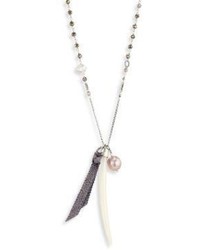 Chan Luu Pyrite Mother Of Pearl Freshwater Pearl Pendant Necklace