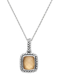 Lord & Taylor Sterling Silver And Quartz Doublet Pendant Necklace