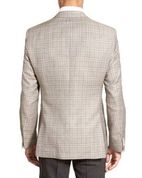 BOSS Jeen Trim Fit Plaid Wool Linen Sport Coat