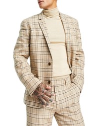 ASOS DESIGN Slim Fit Check Plaid Suit Jacket In Stone At Nordstrom