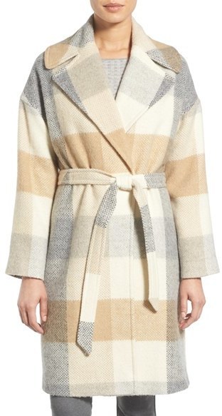 plaid wrap coat