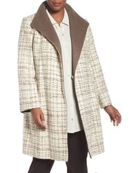 Ellen Tracy Plus Size Colorblock Wool Blend Wrap Coat