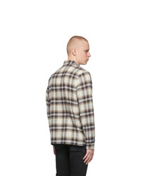 John Elliott Off White And Navy Check Sly Shirt