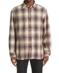 Raf Simons Oversize Plaid Flannel Button Up Shirt