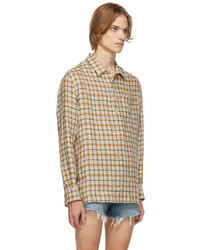 Gucci Beige Linen Embroidered Shirt