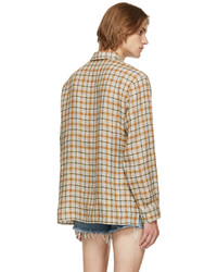 Gucci Beige Linen Embroidered Shirt