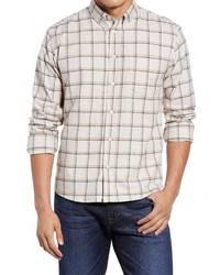 Billy Reid Offset Pocket Windowpane Cotton Linen Shirt