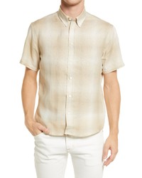 Billy Reid Murphy Check Short Sleeve Linen Shirt