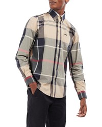 Barbour Harris Tailored Fit Plaid Button Up Shirt In Stone At Nordstrom