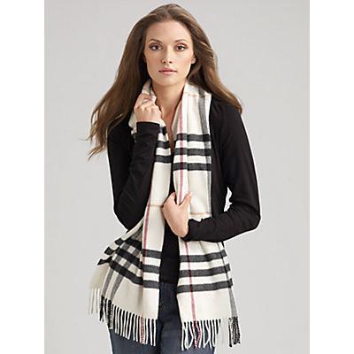 Burberry Giant Check Cashmere Scarf, $395 | Saks Fifth Avenue | Lookastic