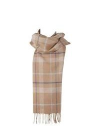 Dents Large Check Pattern Wool Scarf Camel