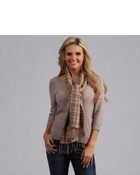Peach Couture Woven Camel Plaid Scarf