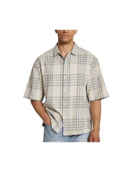 River Island Plaid Short Sleeve Cotton Button Up Shirt