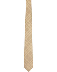 Burberry Beige Silk Check Monogram Modern Cut Tie