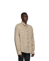 Faith Connexion Beige Wool And Mohair Checkered Shirt