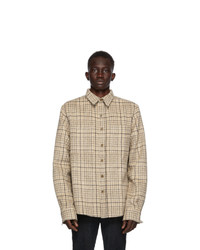 Faith Connexion Beige Wool And Mohair Checkered Shirt