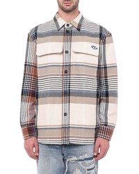 Diesel Conry Plaid Cotton Wool Blend Button Up Shirt In Beige At Nordstrom