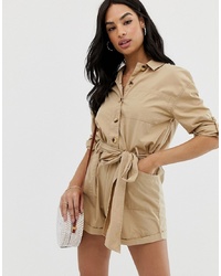 ASOS DESIGN Boiler Playsuit With Button Front And