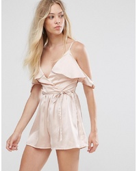 Oh My Love Cold Shoulder Playsuit With Frill