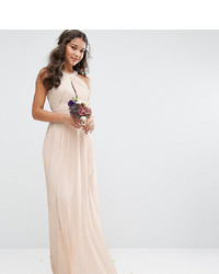 TFNC Pleated Maxi Bridesmaid Dress In Pearl Pink