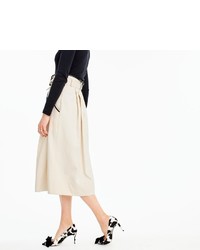 J.Crew Collection Pleated Skirt In Natural Denim With Leather