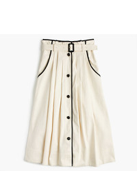J.Crew Collection Pleated Skirt In Natural Denim With Leather