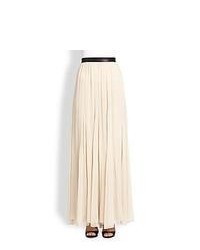 Beige Pleated Maxi Skirt