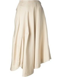 Beige Pleated Midi Skirt