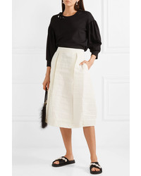 Simone Rocha Pleated Crinkled Taffeta Midi Skirt