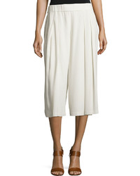 Eileen Fisher Pleated Silk Georgette Cropped Pants