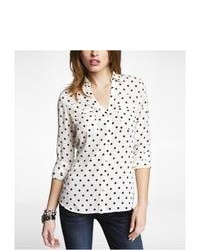 Express Polka Dot Convertible Sleeve Portofino Shirt Black Large