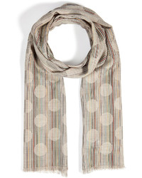 Paul Smith Accessories Wool Yak Dot And Stripe Scarf