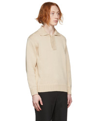 Auralee Beige Cord Plating Knit Polo