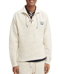 Scotch & Soda Felpa Lace Up Sweater In Blue Melange At Nordstrom
