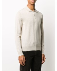 Canali Long Sleeved Knitted Polo Shirt