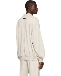 Essentials Off White Cotton Long Sleeve Polo