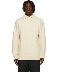 Jil Sander Off White Wool Cashmere Oversized Polo