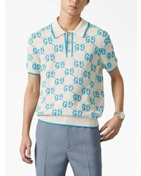 Gucci Gg Jacquard Logo Cotton Polo Shirt