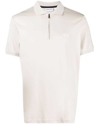 Calvin Klein Logo Patch Zip Up Polo Shirt