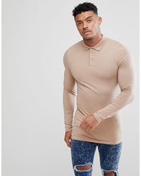 ASOS DESIGN Longline Muscle Fit Long Sleeve Jersey Polo